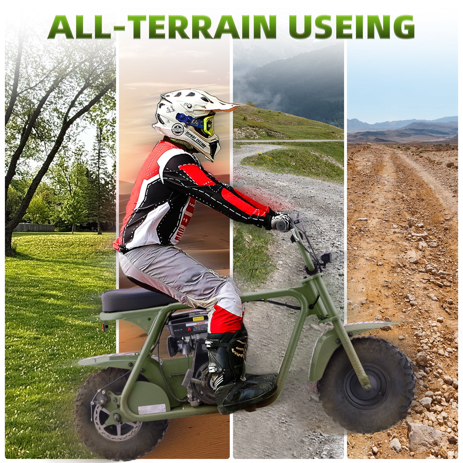 Aoemoe MB001 Gas Powered Mini Dirt Bike 99CC for Teens and Adults, 22MPH Off Road Motorcycle, Weight Support Up to 200 LBS - Green