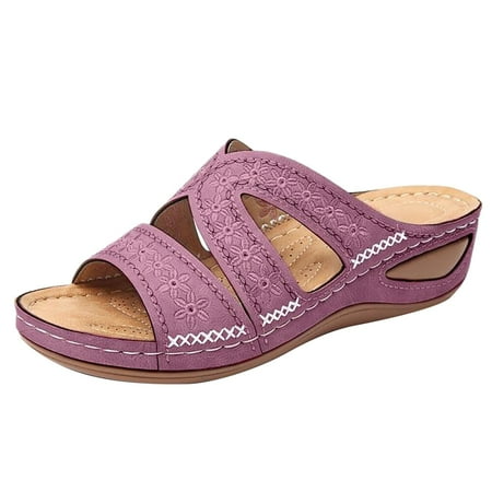 

Pyhlmscde Womens Sandals Wedges Slides Open Toe Slip On Summer Slippers Casual Beach Shoes Comfy Walking Sandal