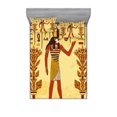 thumbnail image 2 of Ethnic Bedding Set with Sheet & Covers, Egyptian Hieroglyph with Symbolic Figure Retro Myth Papyrus Graphic, Printed Bedroom Decor 2 Shams, 4 Sizes, Pale Yellow Marigold Red, by Ambesonne, 2 of 3