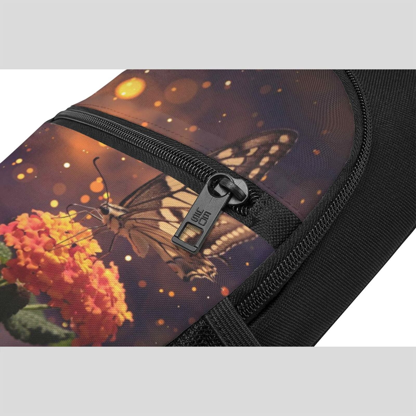 Xecao's Butterfly Sitting on a Flower Print Sling Bag: A Versatile Chest, Shoulder, and Crossbody Backpack for Casual Days Out, Perfect for Both Men and Women