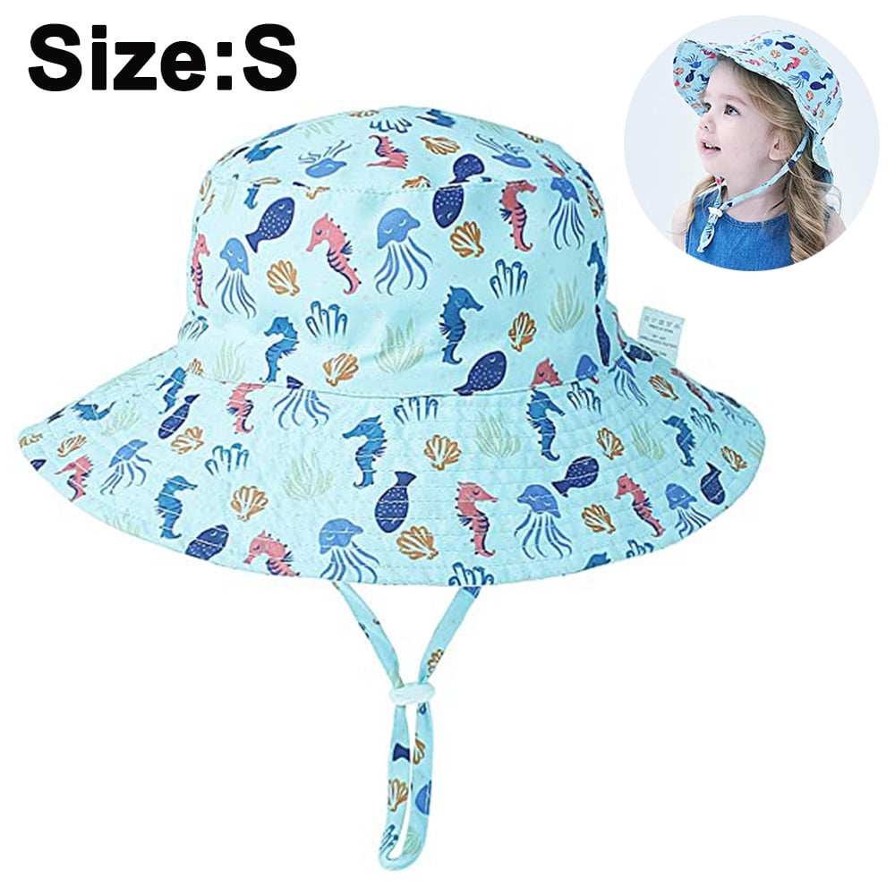 Baby Girls Cotton Flower Bucket Hat Printed Sunhat Beach Hat 50+UPF Outdoor Princess Hat Aged 6M-3Y 