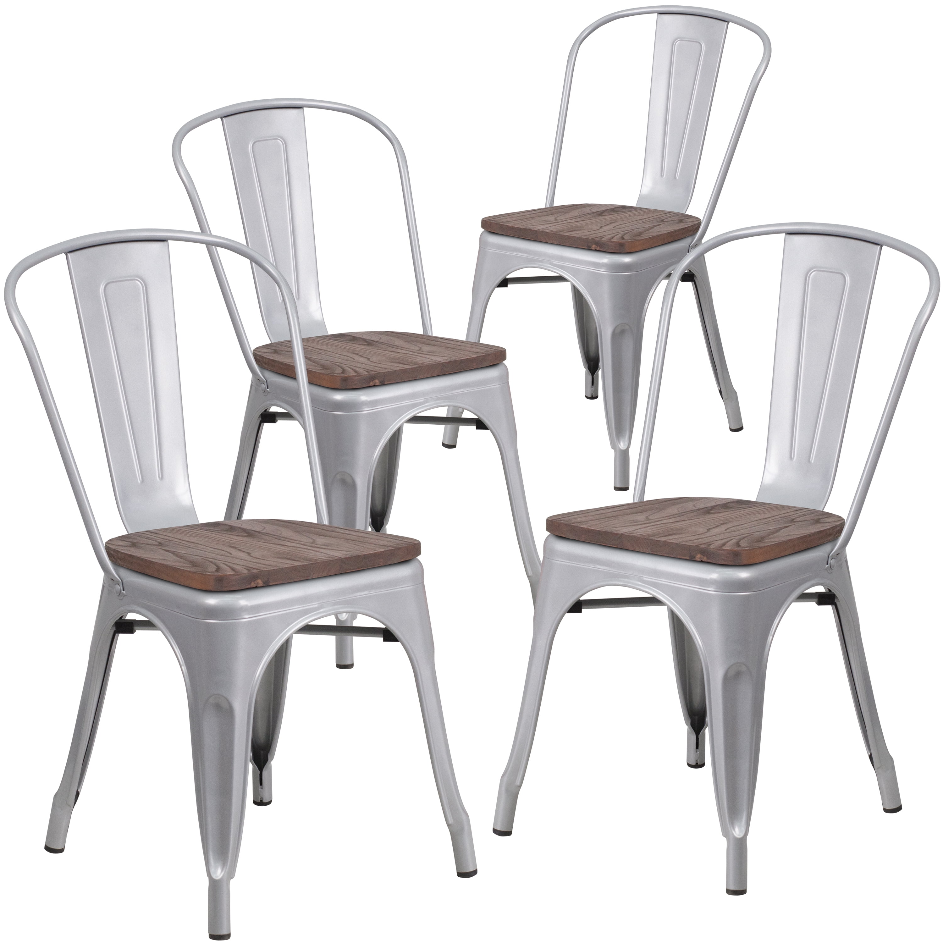 galvanized metal and wood chairs