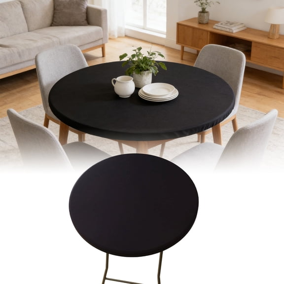 Round Elastic Fitted Tablecloth for 30 Inch Table - 2.5ft Stretch Spandex Table Top Cover, Windproof & Washable for Kitchen, Dining, Picnic, Patio, and Party Use