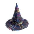 thumbnail image 4 of EliteGoogv Kids Halloween Witch Hat Wide Brim Pointed Hat Printed Pattern Mesh Decor Party Hat for Children, 4 of 4