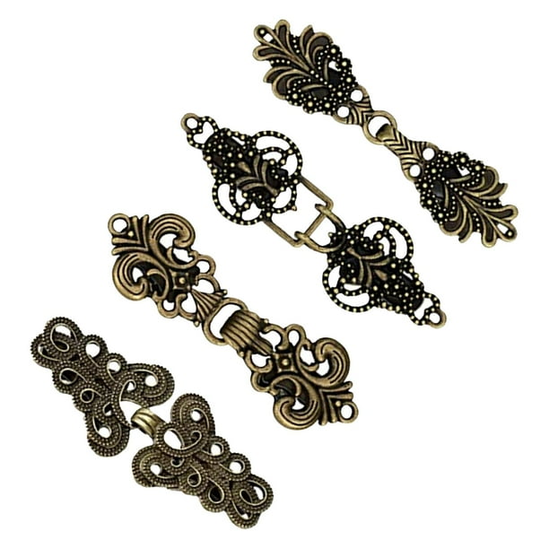4 pinzas para suéter, chal, broche de aleación para cuello, cierres de clip vintage portátiles Bronce