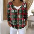 thumbnail image 2 of Women's Fashion Long Sleeve Christmas Snowman Snowflake Print Jacket Cardigan for Holiday Party and Casual Daily Wear,Army Green,2XL, 2 of 6