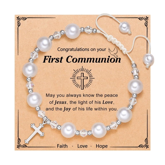 First Communion Gifts, Baptism, Easter Gifts for Teen Girls, Faith Christian Religious Bracelet for Girls
