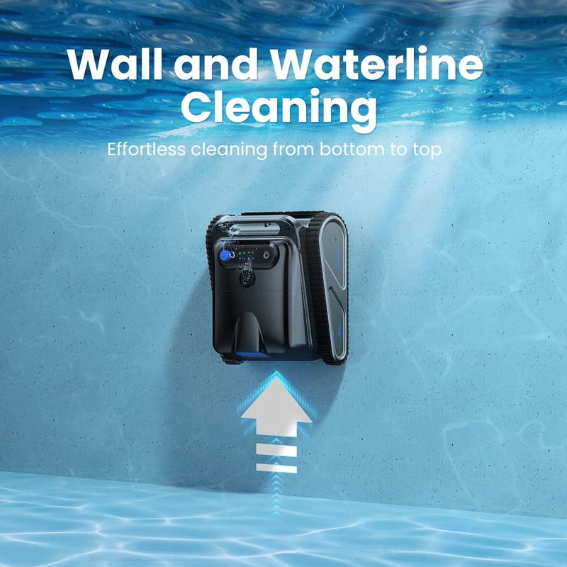 POWEART Cordless Robotic Pool Cleaner, Wall & Waterline Cleaning, 120 Min Runtime, 2152 sq.ft, 4 Modes, 4L Filter, 180μm, for Inground & Above-Ground Pools