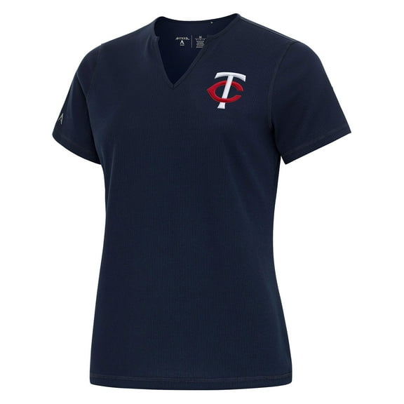 Women's Antigua  Navy Minnesota Twins Notch Neck T-Shirt