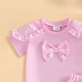thumbnail image 4 of mgoYE Baby Girl Clothes 3-6 Months Toddler Baby Girl Short Sleeve T-Shirt and Shorts Set Ruffle Solid Color Clothes Summer 2PCS Outfit(Red,12-18 Months), 4 of 6