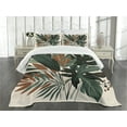 thumbnail image 3 of Ambesonne Monstera Quilted Bedspread Set 3 Pcs, Tropical Abstract Boho Art, Queen Size, Sage Green Fawn Evergreen, 3 of 5