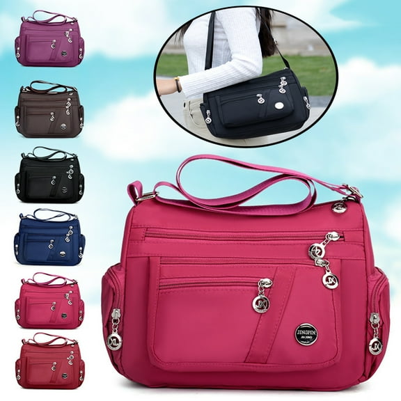 SPRING PARK Women Crossbody Bag Canvas Storage Pouch Handbags Multi Pocket