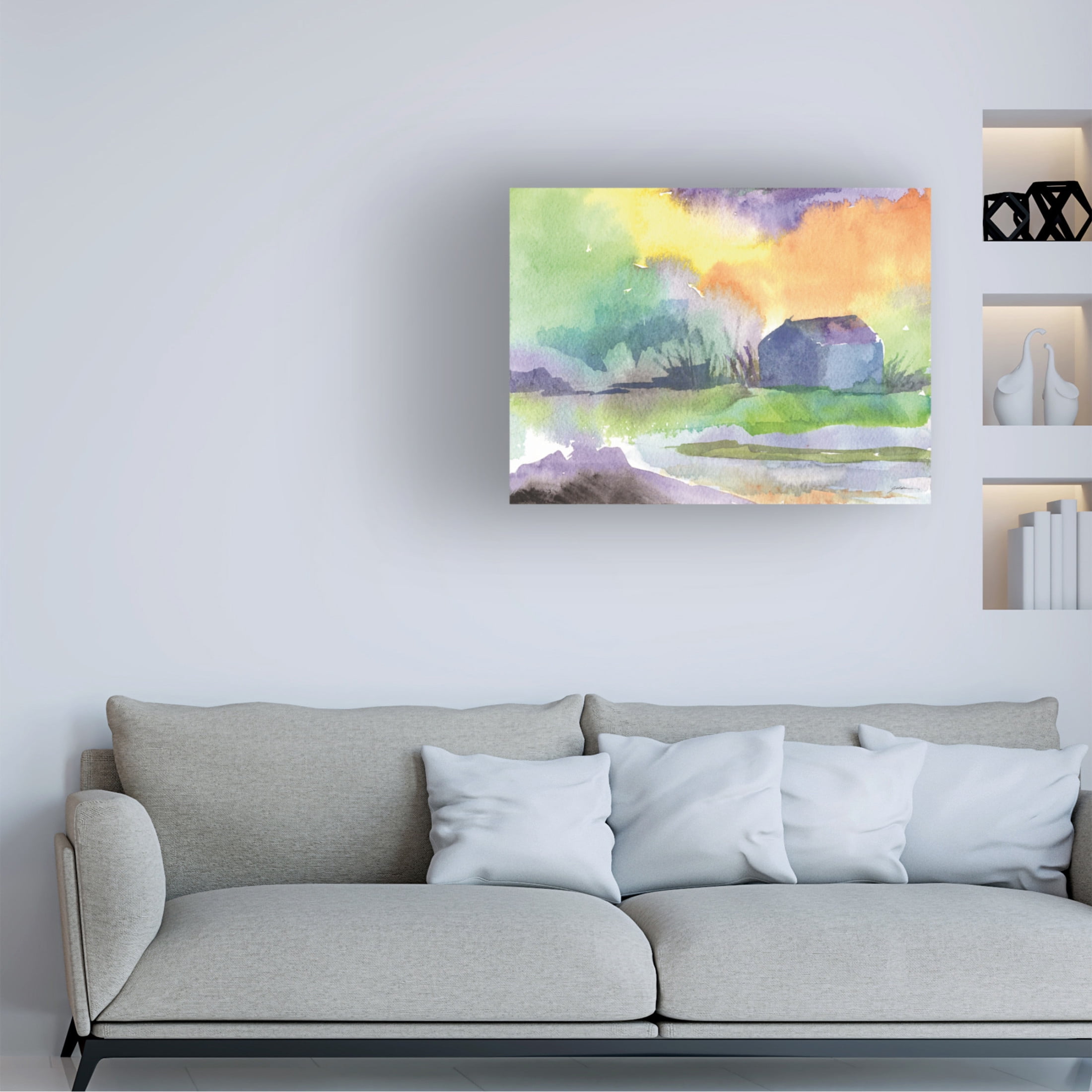 Canvas Wall Art - Sheila Golden 'Boathouse 1' Wall Art for Living Room, Bedroom, or Office Décor by Trademark Fine Art - 24 x 18 Inches