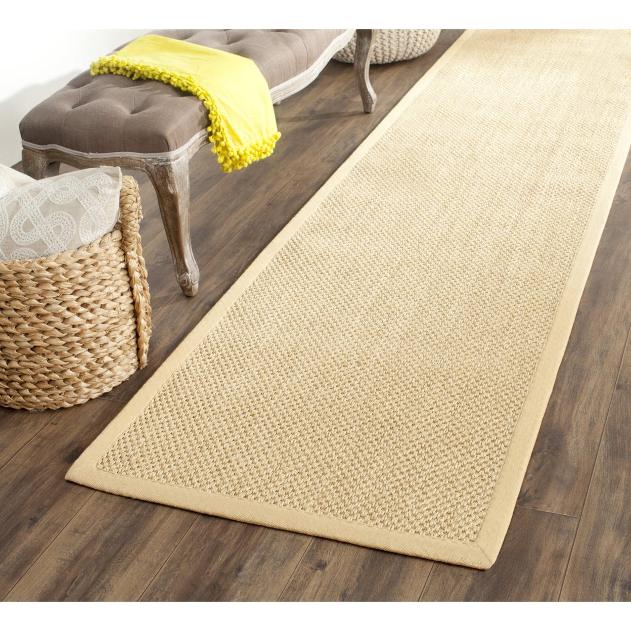 SAFAVIEH Natural Fiber Juniper Border Sisal Area Rug, Maize/Wheat, 4' x 6'