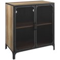 thumbnail image 1 of Walker Edison Malcomb Industrial Metal Mesh 2 Door Storage Cabinet , 30 Inch, Rustic Oak, 1 of 8