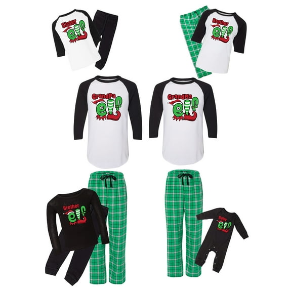Awkward Styles Matching Christmas Pajamas Set Green Funny Elfs Squad Family Sleepwear