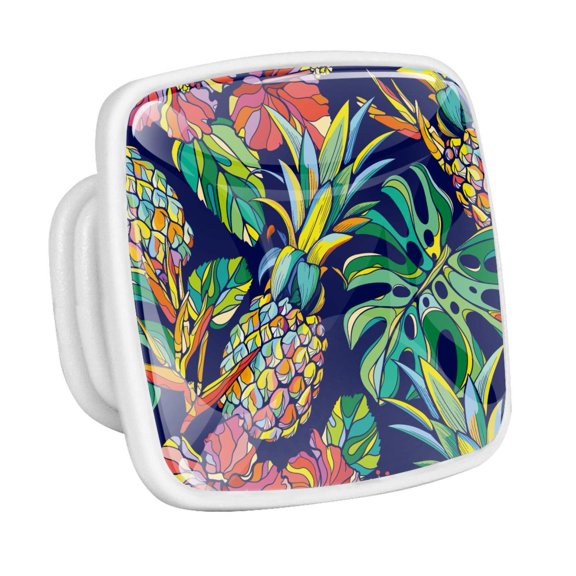 4PCS Square Cabinet Fluorescence Knob Glowing in the Dark Furniture Drawer Pulls Handle with Screws Pineapple