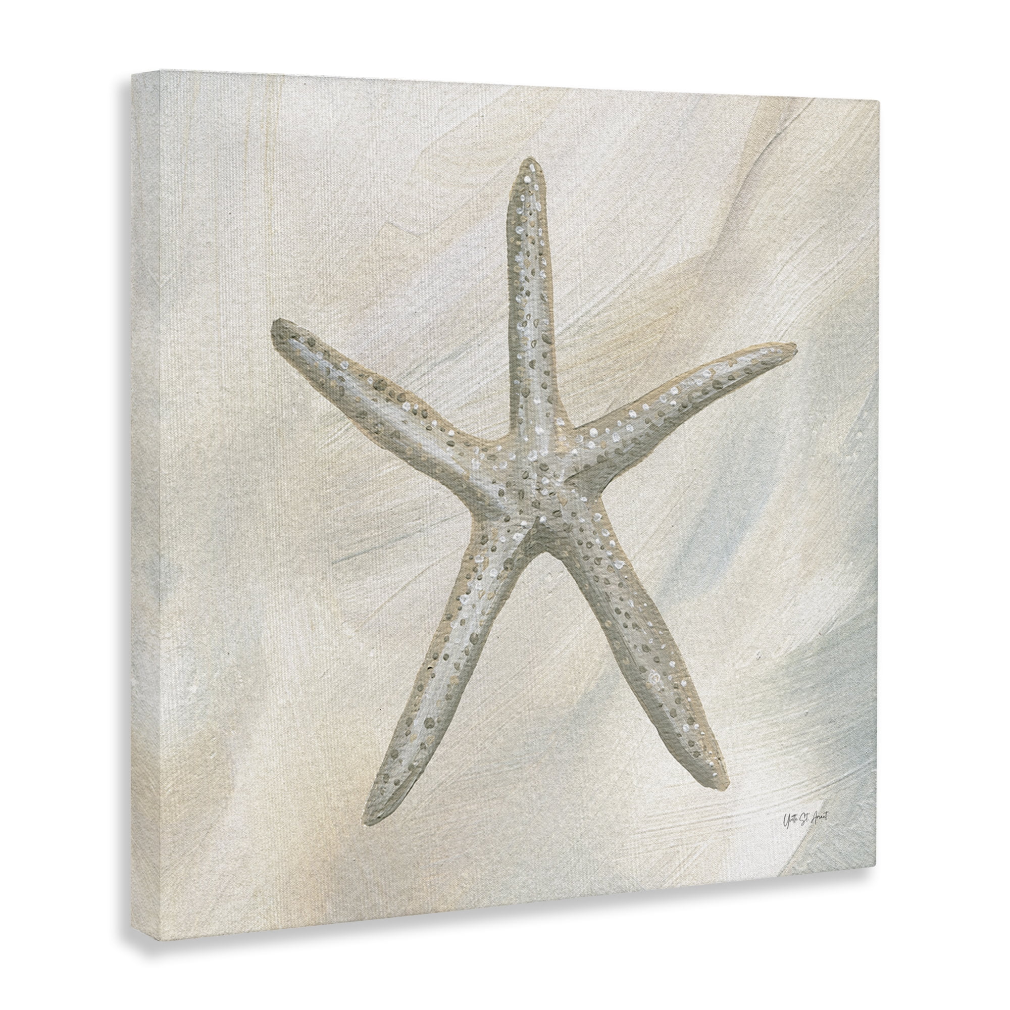 Stupell Industries Minimal Beige Starfish Coastal Painting Gallery Wrapped Canvas Art Print Wall Art, 17 x 17