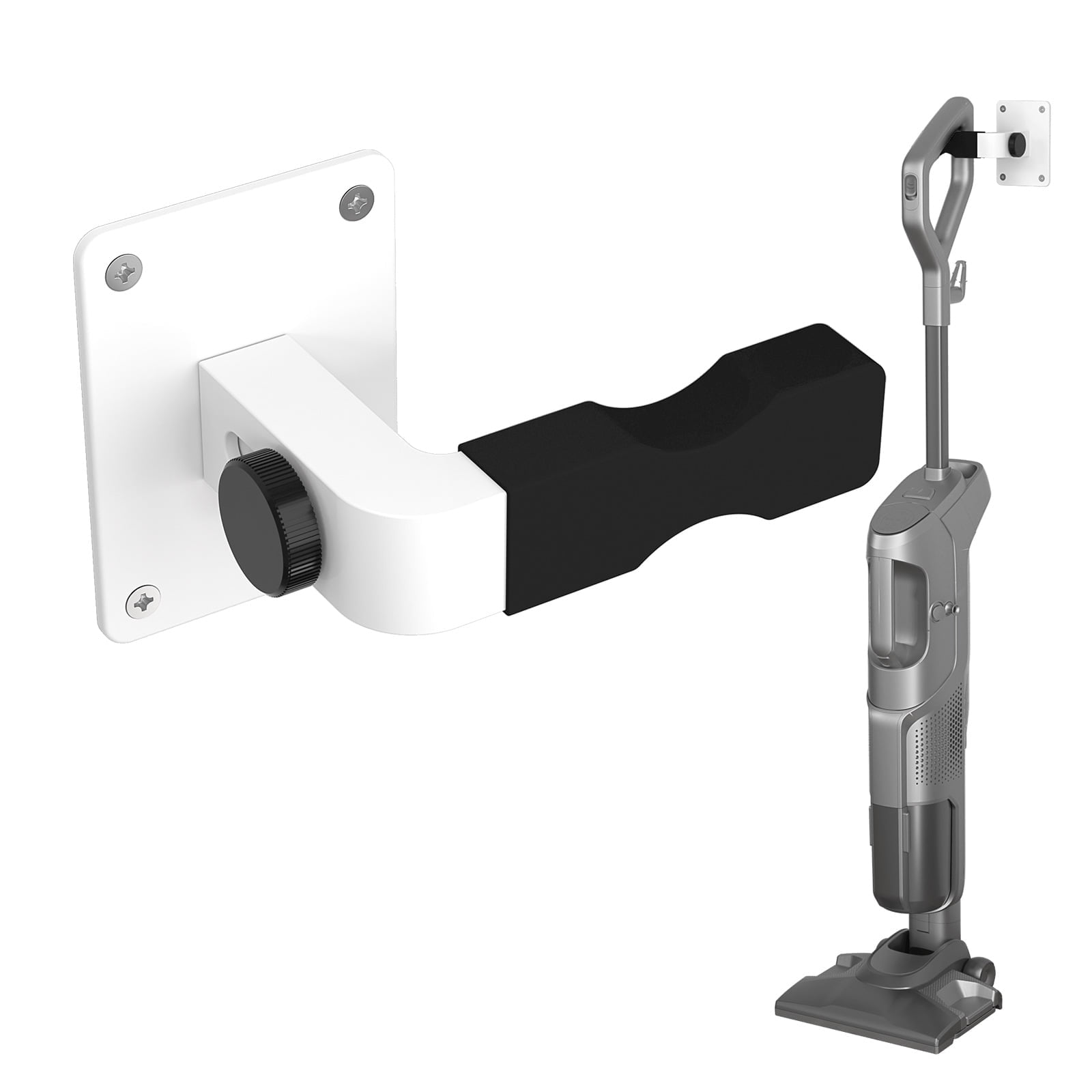 Liboer Vacuum Holder Compatible with Shark Dyson, Universal Adjustable Wall Mount Stand with Black Silicone Cover, Plastic, White
