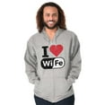 thumbnail image 3 of Love Wife Wi-Fi Funny Husband Married Men's Big & Tall Graphic Zip Up Hoodie Brisco Brands 5X, 3 of 5