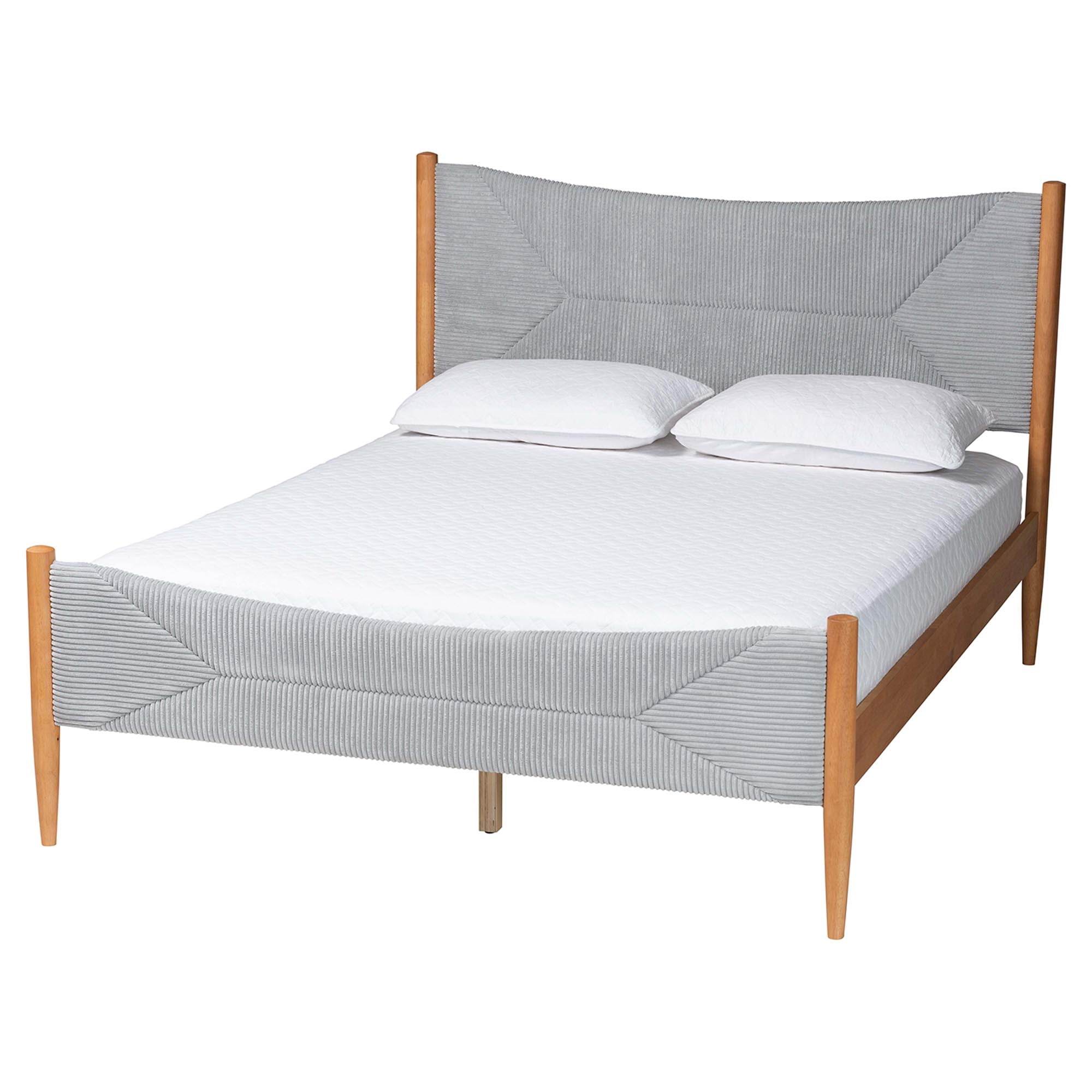 Baxton Studio Taylin Mid-Century Bedroom Set, Queen, Grey