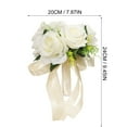 thumbnail image 3 of Haidf Wedding Bouquets for Bride, Artificial Rose Flower Bridal Bouquet with Silk Ribbon for Wedding Proposal Engagement Party Anniversary Church Decorations, Wedding Flowers, 7.9", White, 3 of 9