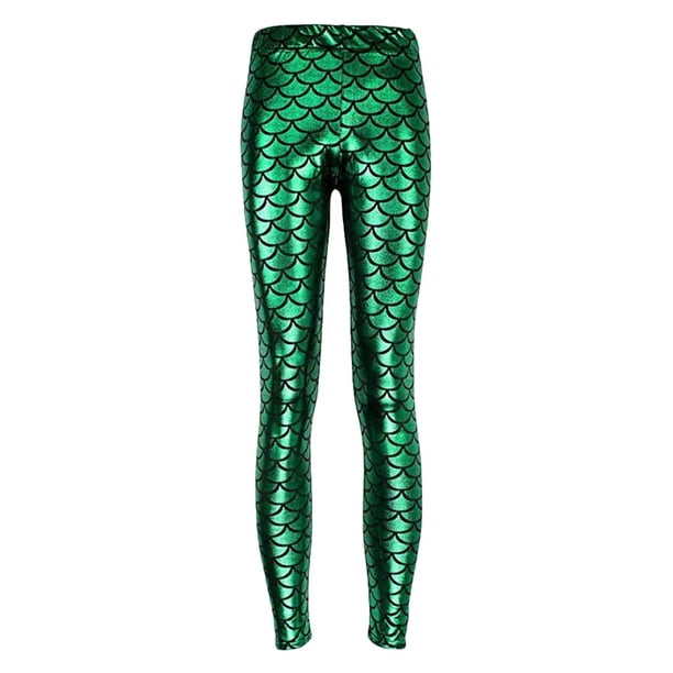 1Pc Chic Sexy Leggings Fish Scale Leggings for Woman (XL, Green)