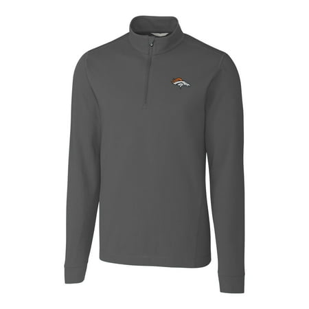 Men's Cutter & Buck Gray Denver Broncos Advantage Quarter-Zip Pullover Jacket
