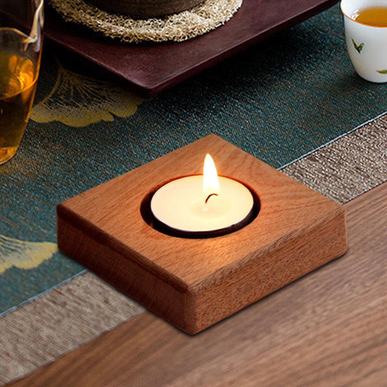 Wooden Candle Holder Wood Tray Votive Candle Holders Tea Light Holders  Candleholder for Birthday Dining Room Wedding Decor Brown