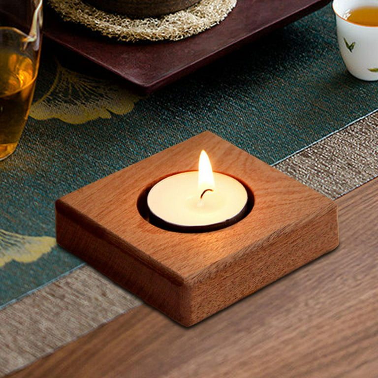 Wooden Candle Holder Wood Tray Votive Candle Holders Tea Light Holders  Candleholder for Birthday Dining Room Wedding Decor Brown