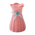 thumbnail image 2 of Faux Weave Vase Decorative Home Accent Table Centerpiece for Floral Arrangements Modern Living Room Bedroom Decor Pink, 2 of 6