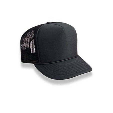 Retro Foam & Mesh Trucker Baseball Hat, Black