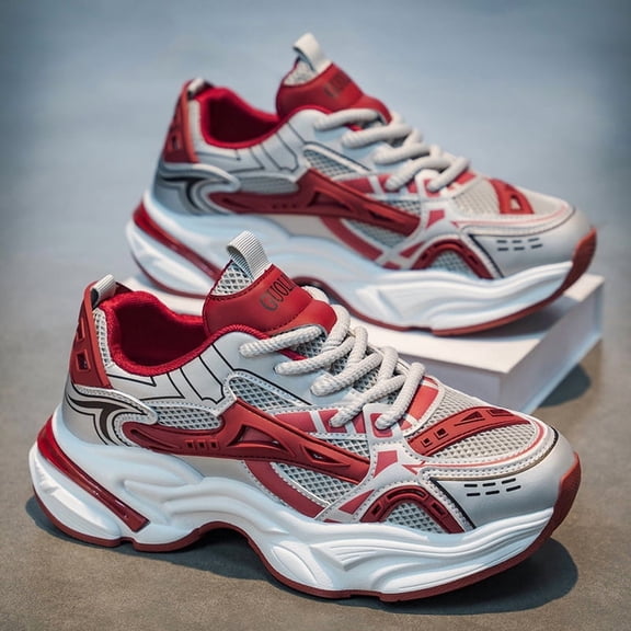 Thick Platform Sneakers with Upper & Sole - Low-Top All- Shoes Suitable for Students, Casual Wear, Gym, - Breathable Cushioned Comfortable Athletic Footwear