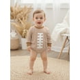 thumbnail image 4 of Qmyliery Baby Fall Football Bubble Romper Long Sleeve Crew Neck Stripe Pattern Sweatshirt Jumpsuit for Boys and Girls, 4 of 9