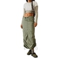 thumbnail image 2 of hirigin Women Cargo Skirt Summer Casual Elastic Drawstring Ruched Long Skirt with Pockets for Beaches Club Streetwear, 2 of 5