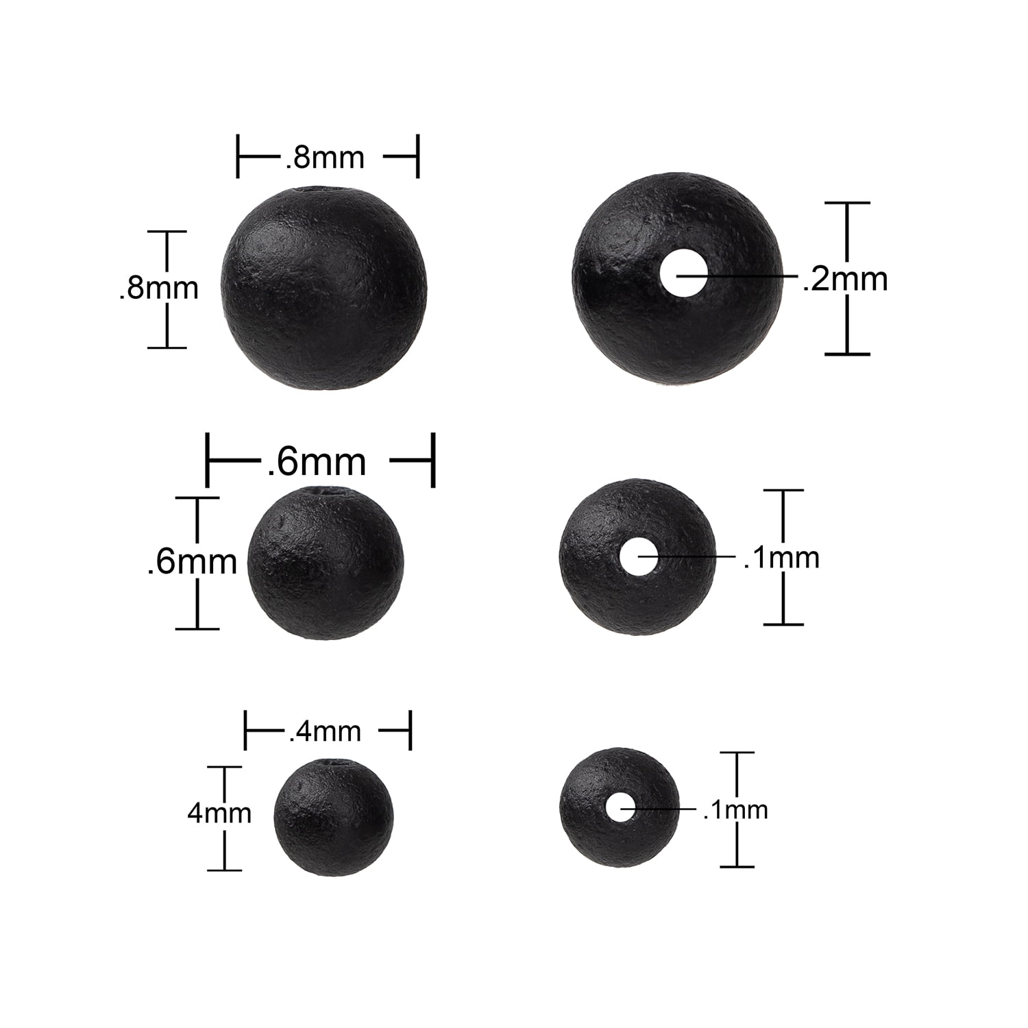(2 pack) Cousin DIY 3-Strand Matte Black Round Glass Beads 4/6/8 mm, 99 Piece, Adult, Model 69995844