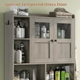 thumbnail image 6 of Over The Toilet Storage Cabinet with 3 Doors, Farmhouse Space Saver for Bathroom Organizer with Paper Holder, 10 Shelves and Hooks, 7-Tier Over Washing Machine Cabinet for Laundry, Bathroom, Grey, 6 of 9