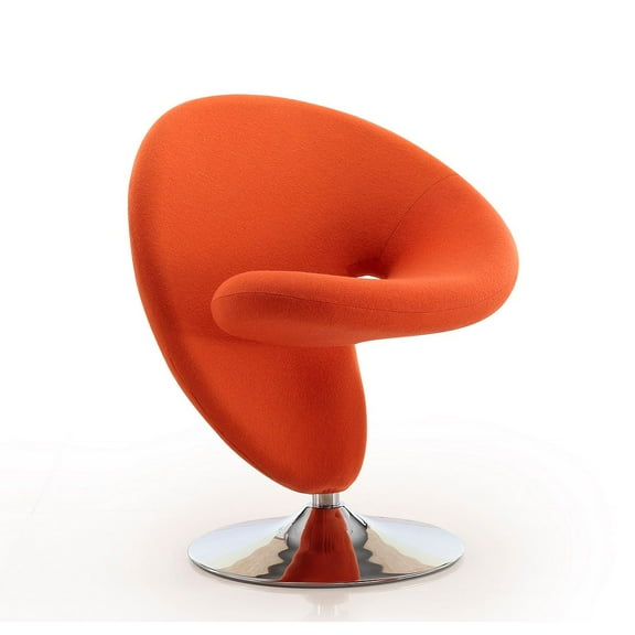 Manhattan Comfort Curl Swivel Accent Chair in Orange and Polished Chrome