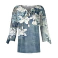 thumbnail image 3 of Hauts pour Femmes Mode Femme Col en V Manches Trois Quarts 3/4 T-Shirt Blouse d'Automne Hauts Chandail en Molleton Hauts de Sortie pour Femmes Été en Liquidation, 3 of 4