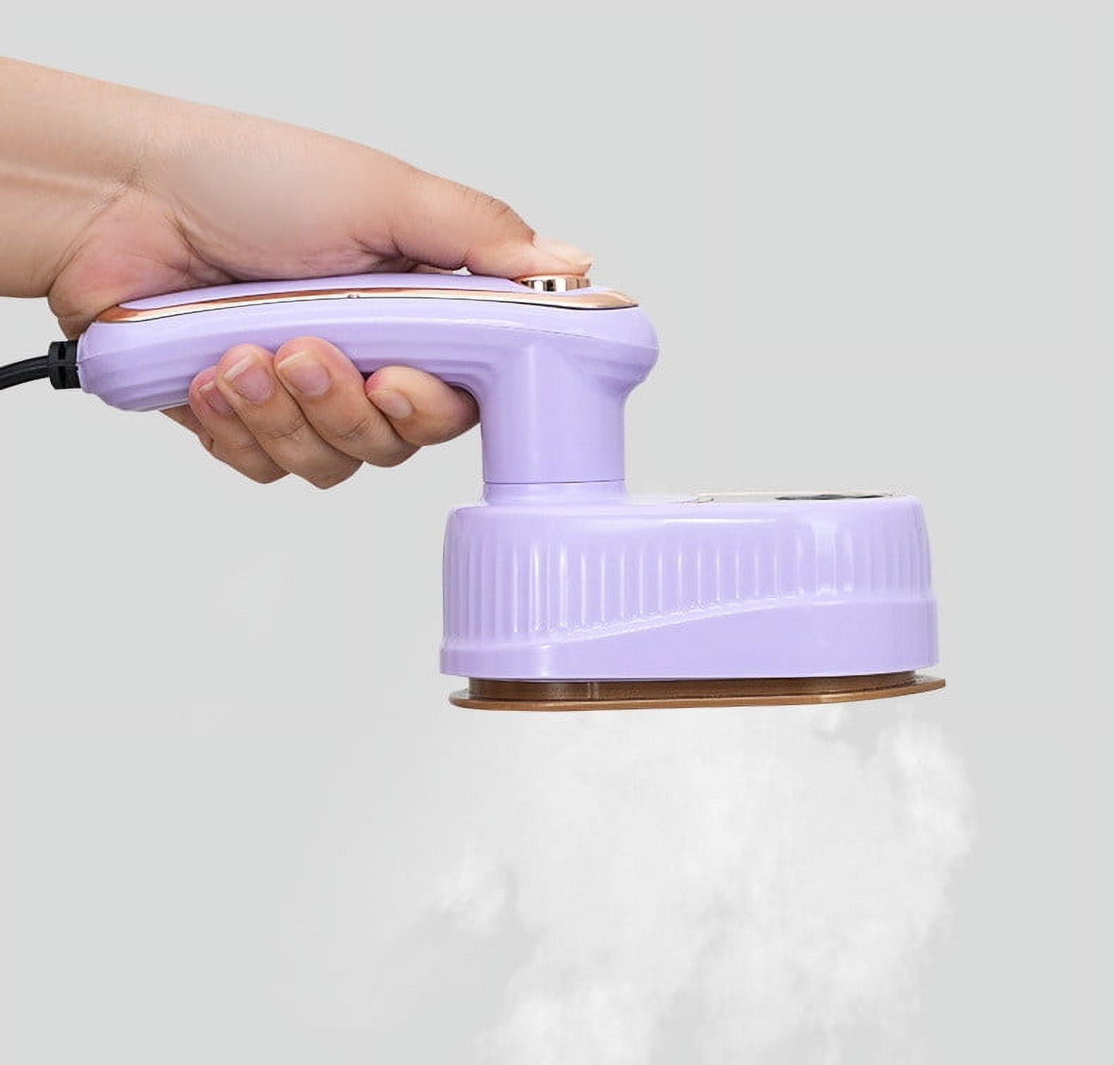 Iuhan Portable Handheld Steam Iron, 40W Mini Travel Iron for Clothes, Foldable Rotatable Garment Steamer with Adjustable Handle for Home Use