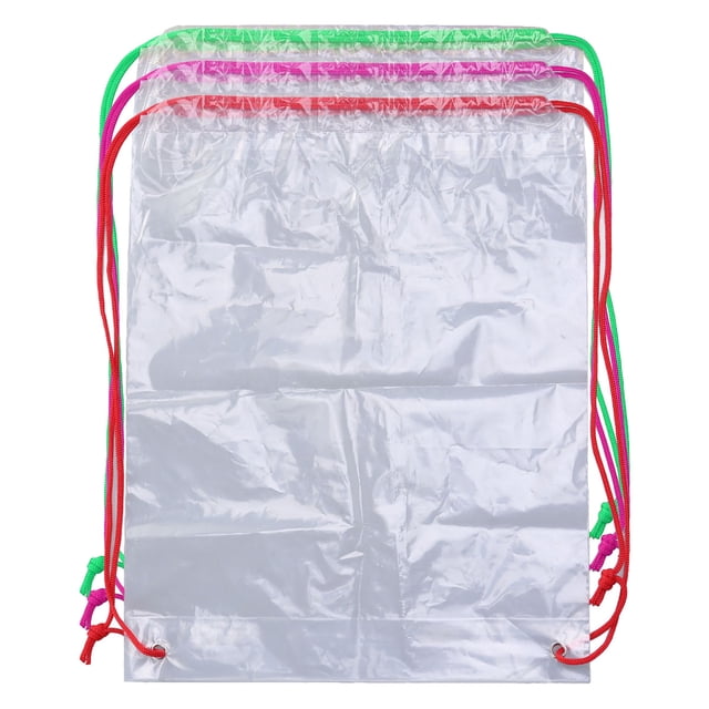Bolsa de almacenamiento calificada Mochila transparente con cordón Mochila transparente (color de la cuerda al azar)