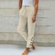 thumbnail image 1 of WILLBEST Pantalones Casuales para Mujer: Pantalones Holgados de Lino de Color Liso con Cintura Elástica para Un Estilo Sencillo y Cómodo. Mediana, 1 of 4