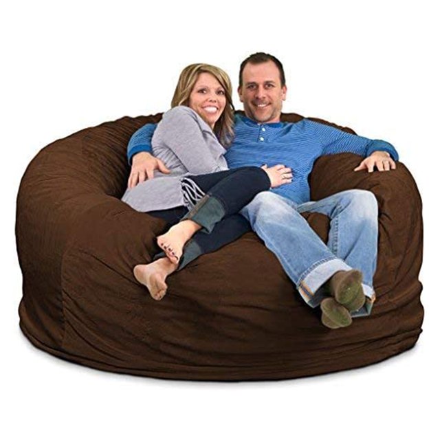 Ultimate Sack 6000 6-Foot Bean Bag Chair Oversized Foam Lounger, Grey Suede Cover