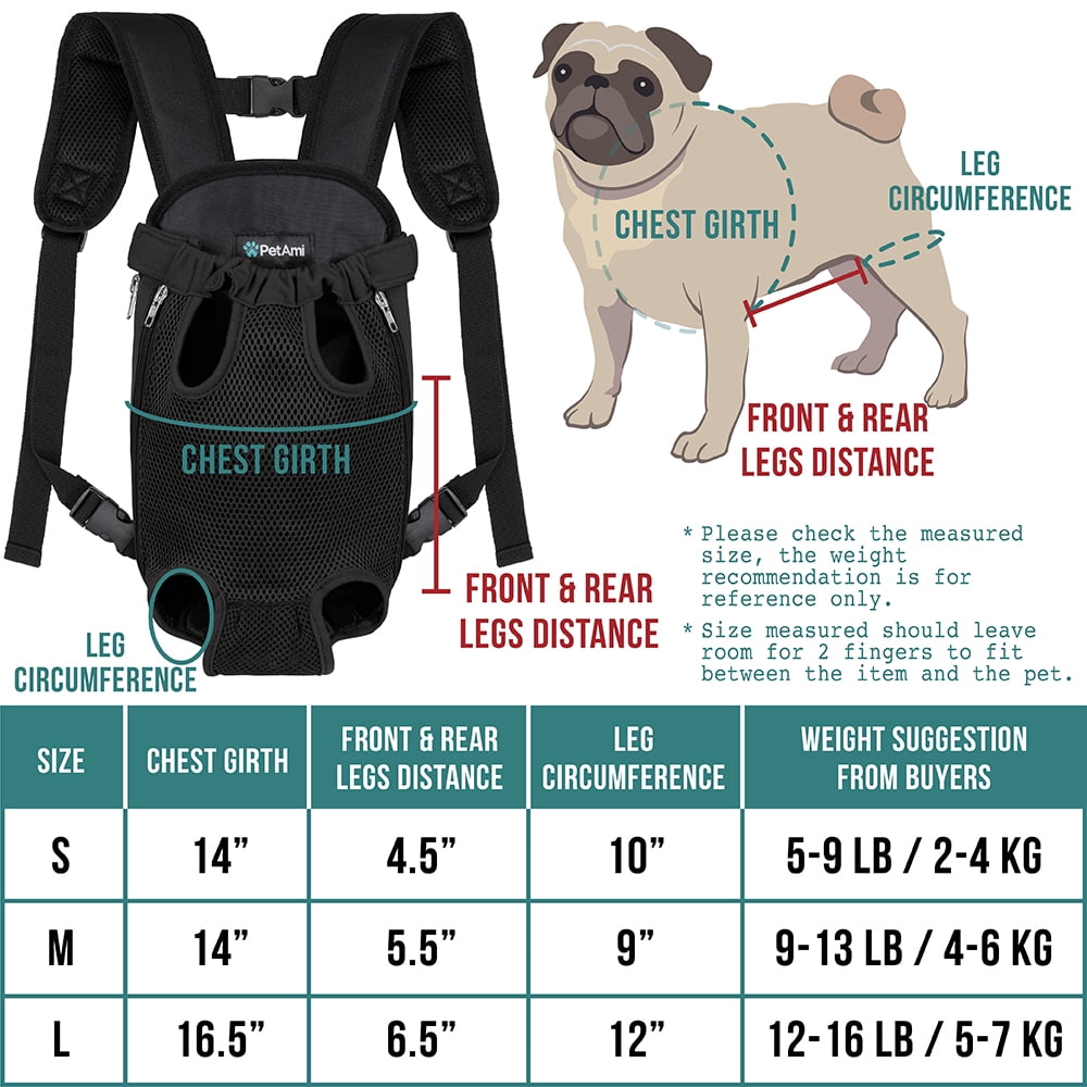 PetAmi Dog Carrier Backpack, Adjustable Dog Pet Cat Front Carrier Backpack | Ventilated Dog Chest Carrier for Hiking Camping Travel, Sling Bag for Small Medium Dog Cat Puppies, Medium, 9-13 lbs, Red