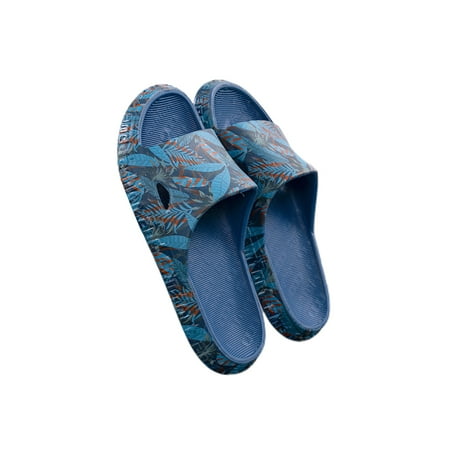 

Ymiytan Mens Summer Slippers Open Toe Slide Sandals Slip On Flat Sandal Casual Comfortable Lightweight Platform Shower Slipper Blue-2 9.5-10