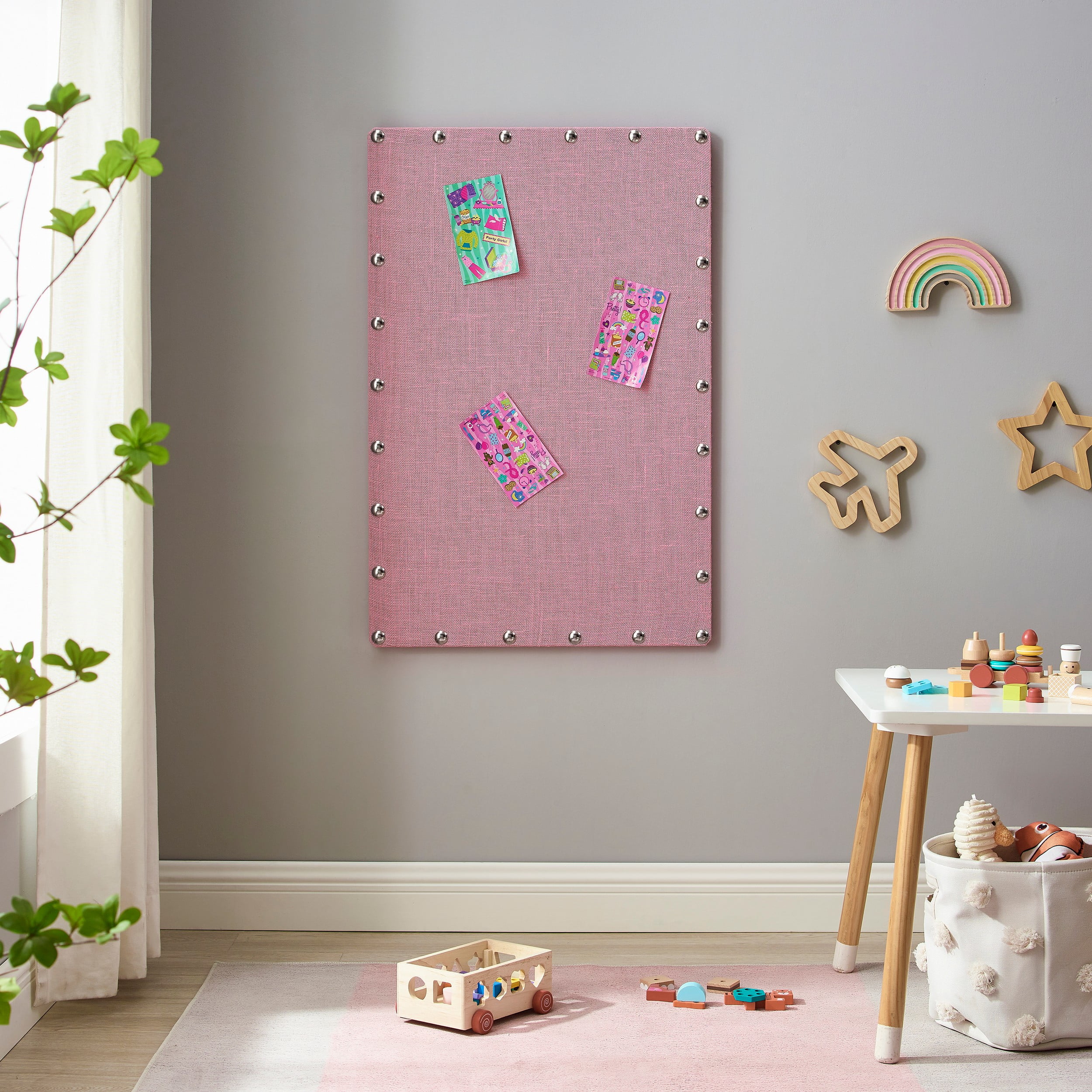 Linon Krall 24 x 36 inch Corkboard, Pink, Bulletin Boards, Can Be Handheld