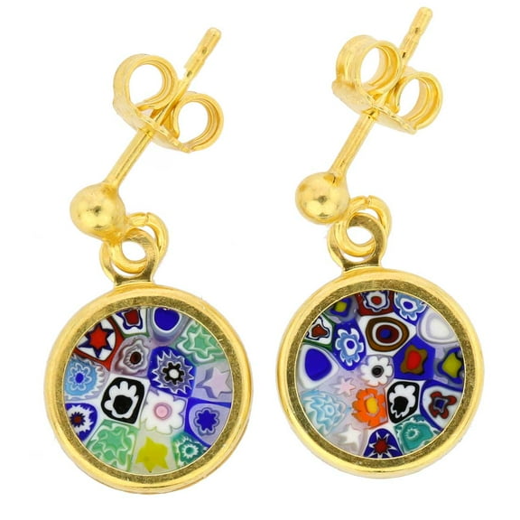 GlassOfVenice Murano Glass Millefiori Earrings In Gold-Plated Frame Multicolor
