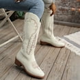 thumbnail image 5 of Mepaouo Cowboy Boots for Women Knee High Cowgirl Boots Embroidered Square Toe Slip on Retro Tall Boot, 5 of 8