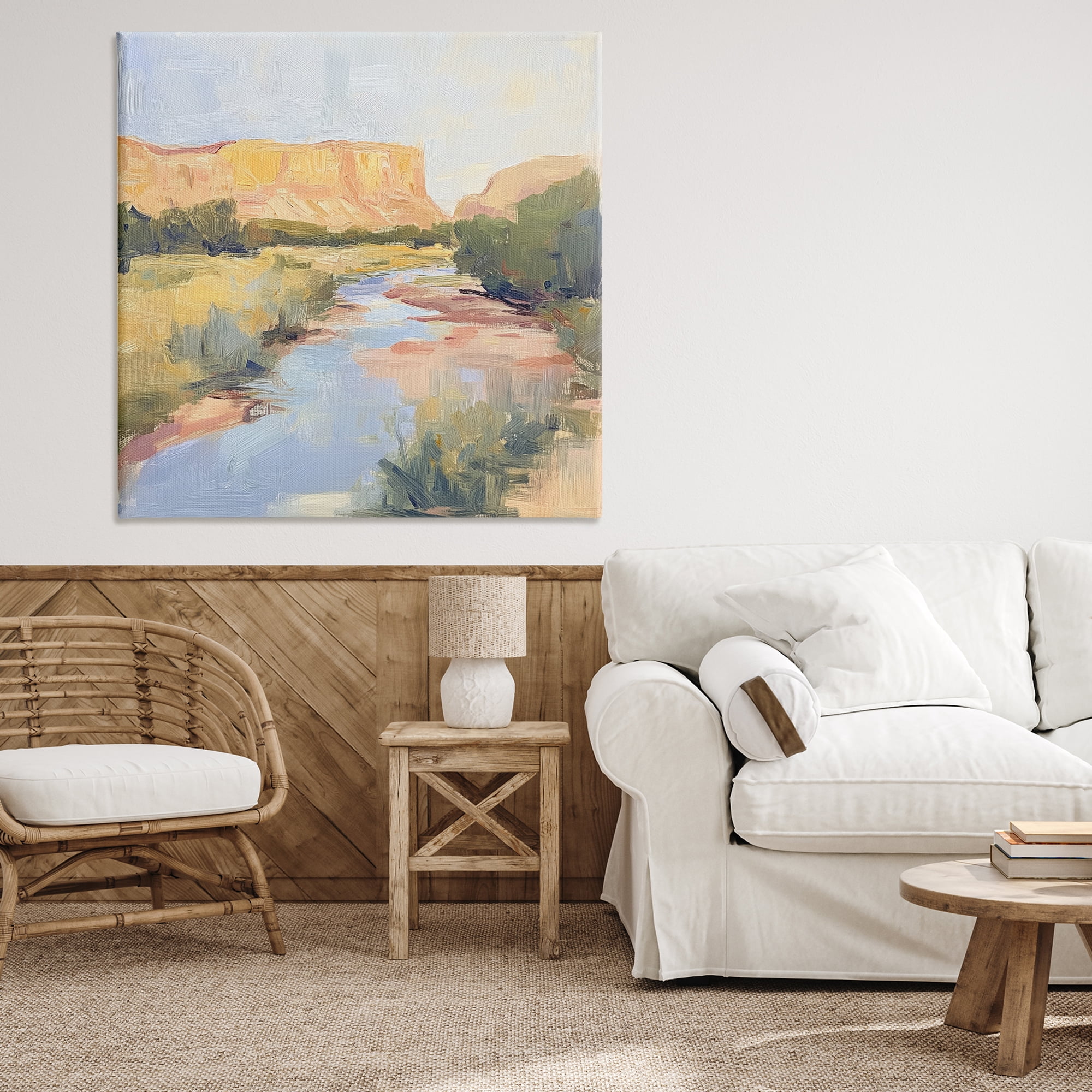 Stupell Industries Painted Plateau River Reflection Canvas Wall Art, design by Petal Prints Design