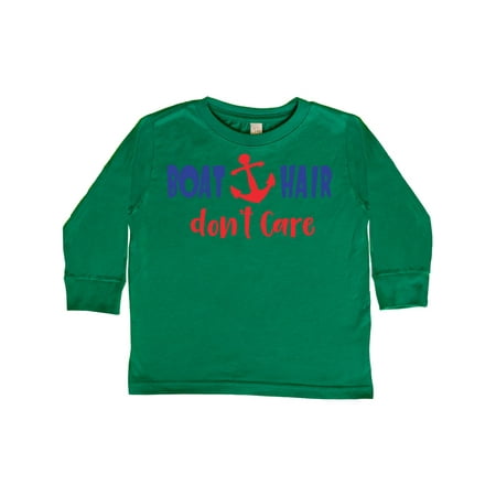 

Inktastic Boat Hair Don t Care Anchor Sailing - Red Blue Gift Toddler Boy or Toddler Girl Long Sleeve T-Shirt